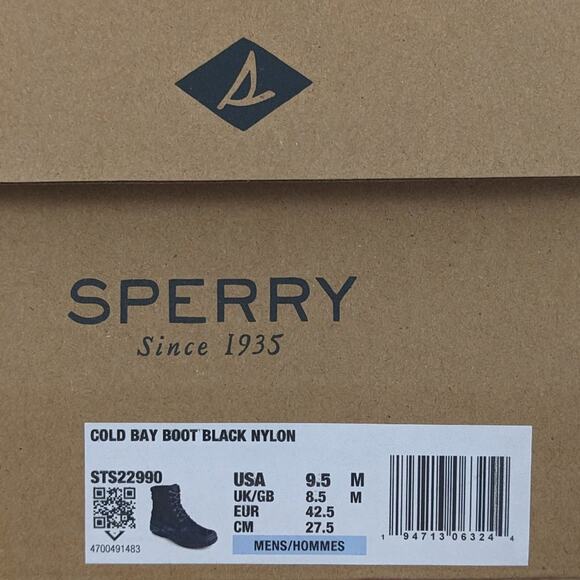 Sperry Cold Bay Boots, Black Nylon, Men\'s 9.5 M main image 6